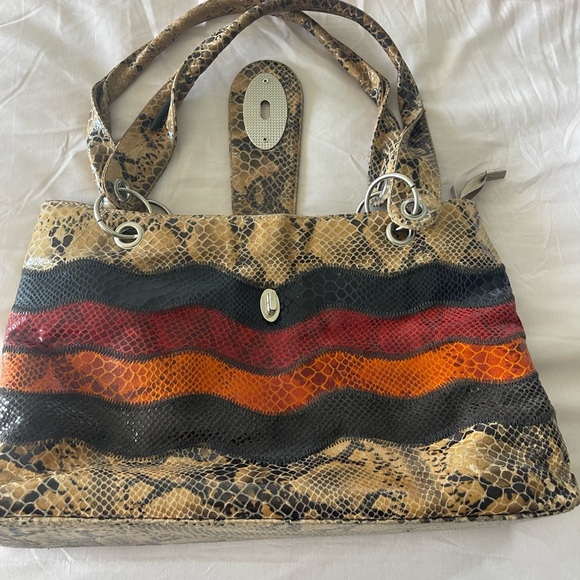 Snakeskin leather handbag - Picture 3 of 9